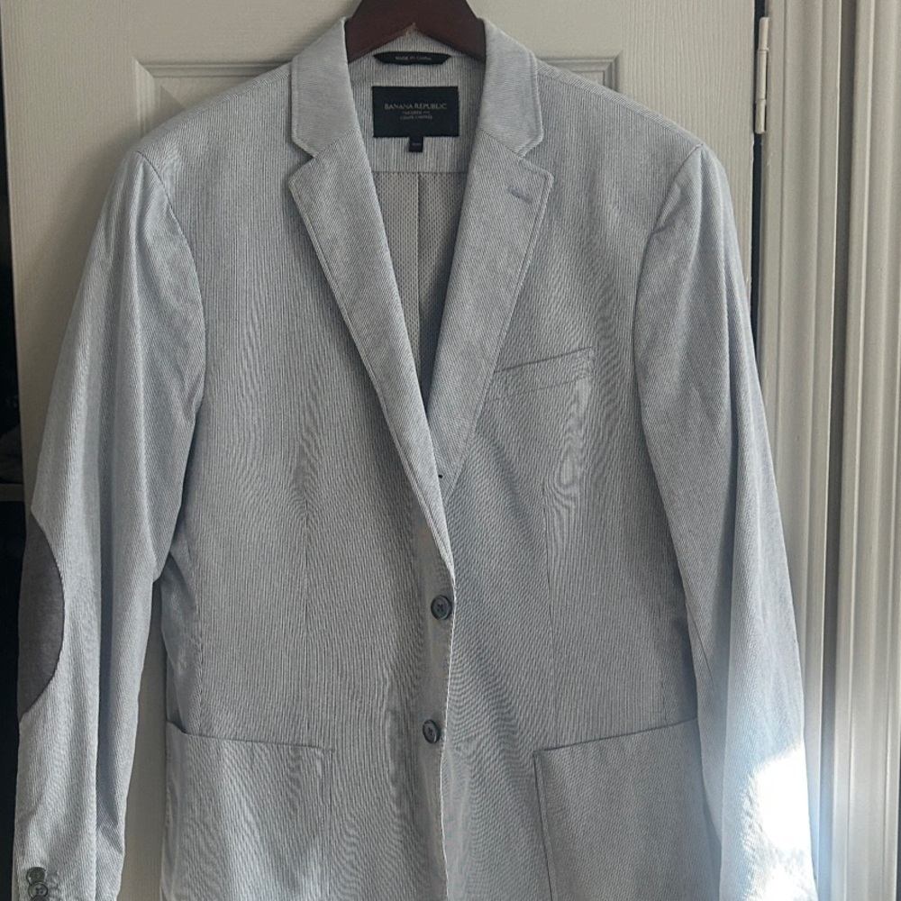Banana Republic blue stripe Blazer with Elbow Patches